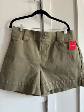 SPANX Olive Green High-Rise Utility Shorts